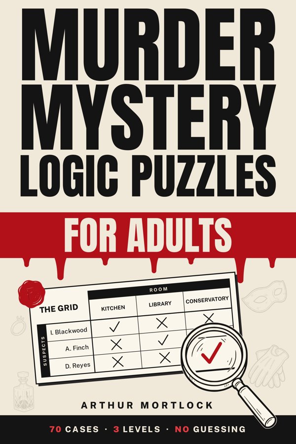 Murder Mystery Logic Puzzles for Adults, Volume 1, by Arthur Mortlock